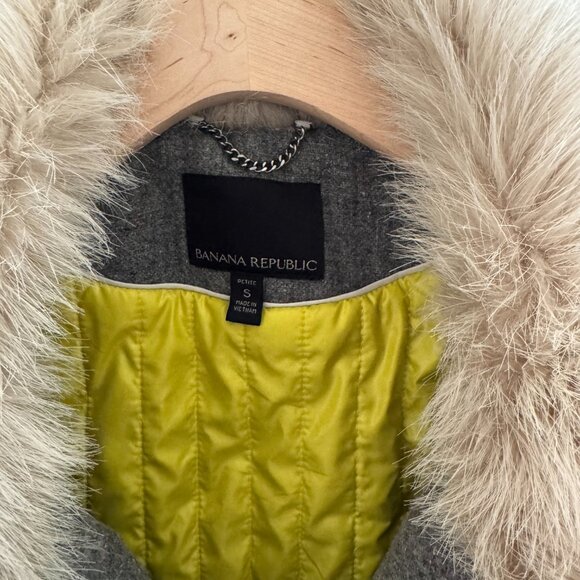 NWOT Banana Republic Faux Fur Plaid Check Moto Jacket Coat Size Petite Small - Picture 4 of 11